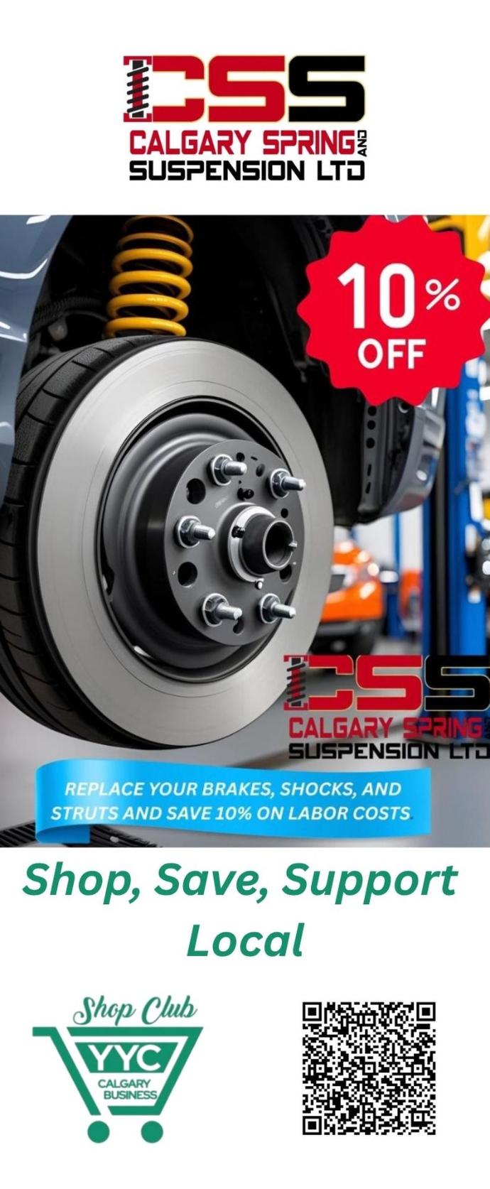 Replace your brakes, shocks, and struts and save 10% on labor costs.